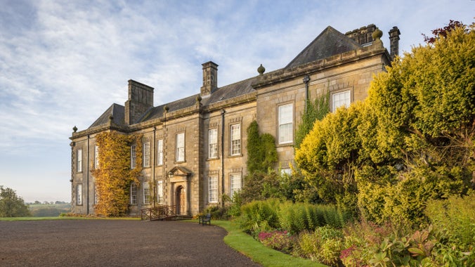 The east front of the house in autumn at Wallington, Northumberland